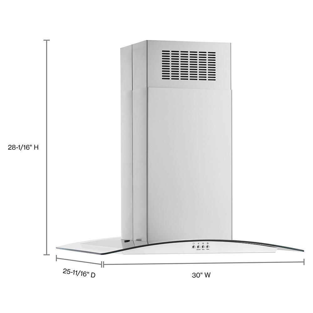 WHIRLPOOL WVI51UC0LS Whirlpool 30"" Curved Glass Island Mount Range Hood
