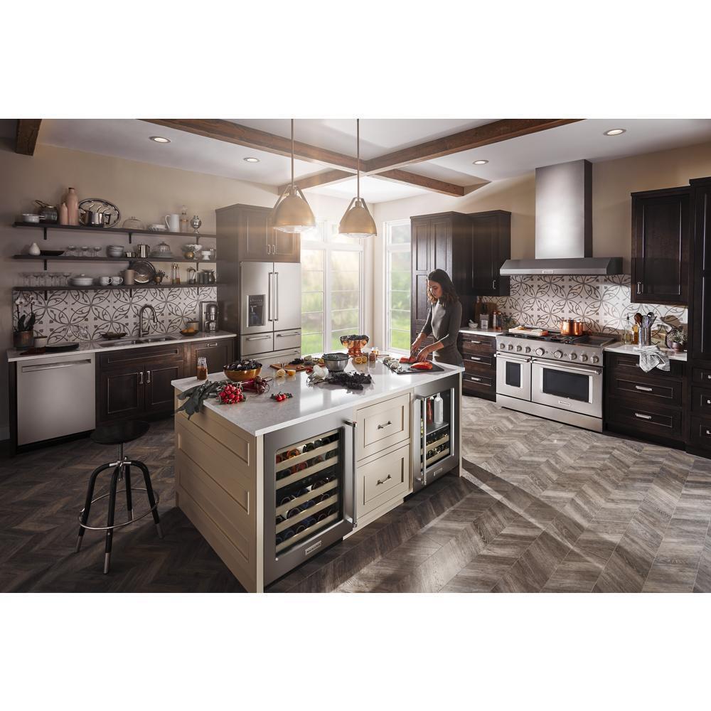 KITCHENAID KUWL214KSB 24"" Undercounter Wine Cellar With Glass Door and Wood-front Racks -...