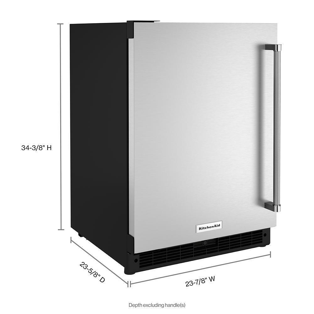 KITCHENAID KURL114KSB 24"" Undercounter Refrigerator With Stainless Steel Door - Black CAB...
