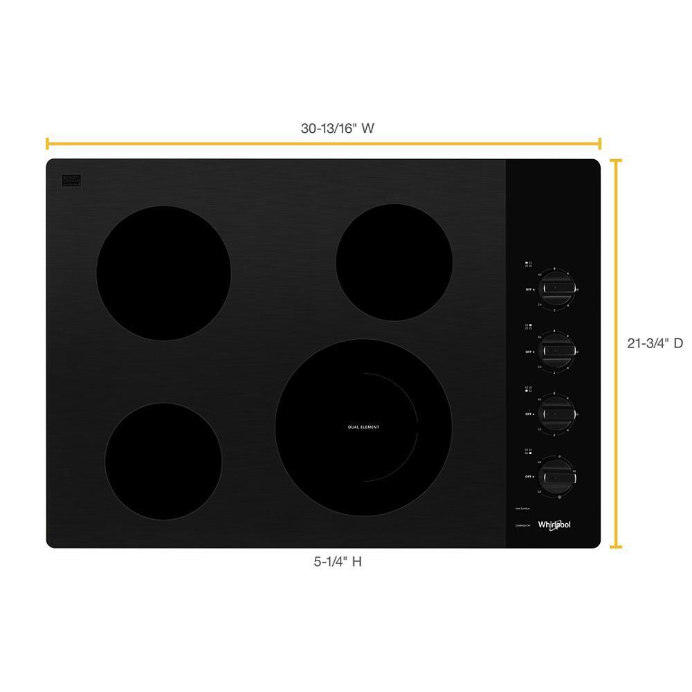 WHIRLPOOL WCE55US0HB 30-inch Electric Ceramic Glass Cooktop With Dual Radiant Element