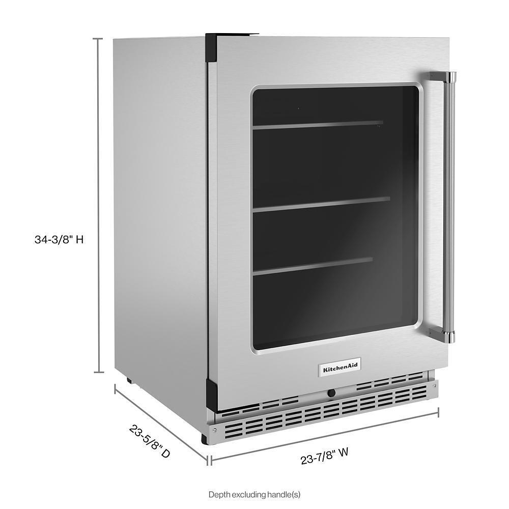 KITCHENAID KURL314KSS 24"" Undercounter Refrigerator With Glass Door and Shelves With META...