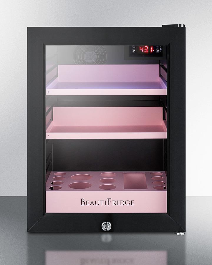 SUMMIT LX114LP Beautifridge Compact Cosmetics Refrigerator With Glass Door, Black ...