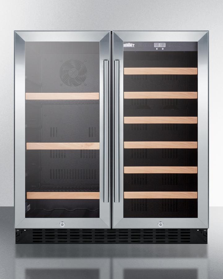 SUMMIT SWBV3071 30"" Wide Built-in Undercounter Dual Zone Wine and Beverage Cooler W...
