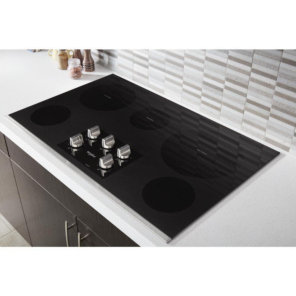 WHIRLPOOL WCE77US6HS 36-inch Electric Ceramic Glass Cooktop With Two Dual Radiant Elements