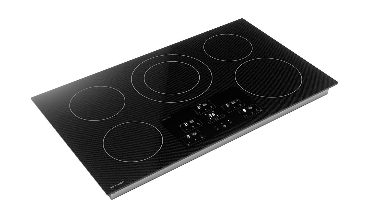 SHARP SDH3652DB 36"" Width Induction Cooktop, European Black Mirror Finish Made WITH...
