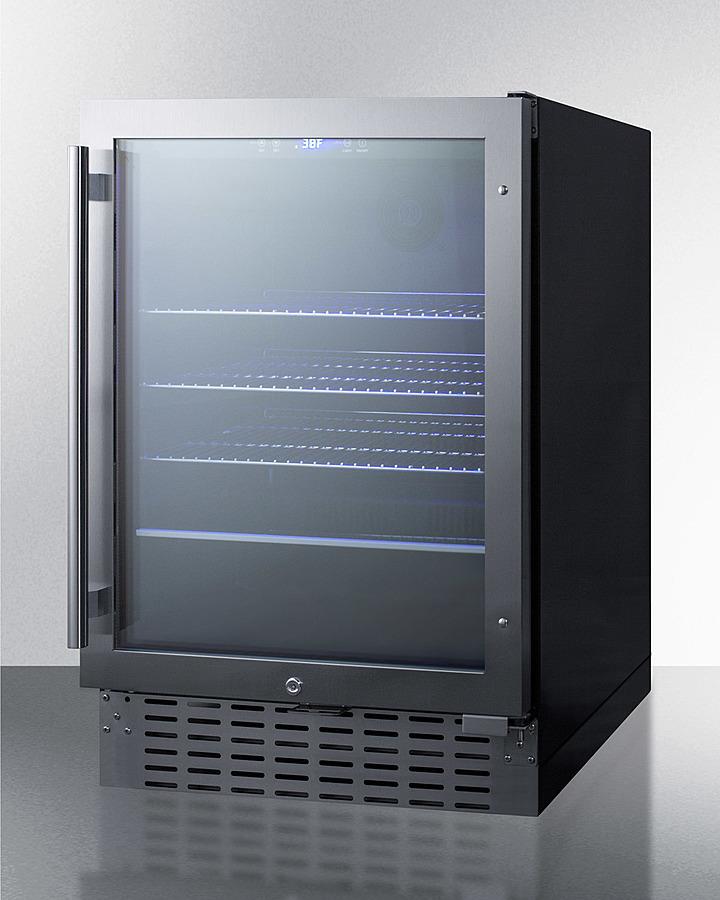 SUMMIT SCR2466B Commercially Approved 24"" Wide Built-in Beverage Refrigerator With ...