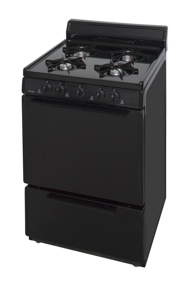 PREMIER BCK100BP 24 In. Freestanding Battery-generated Spark Ignition Gas Range In B...