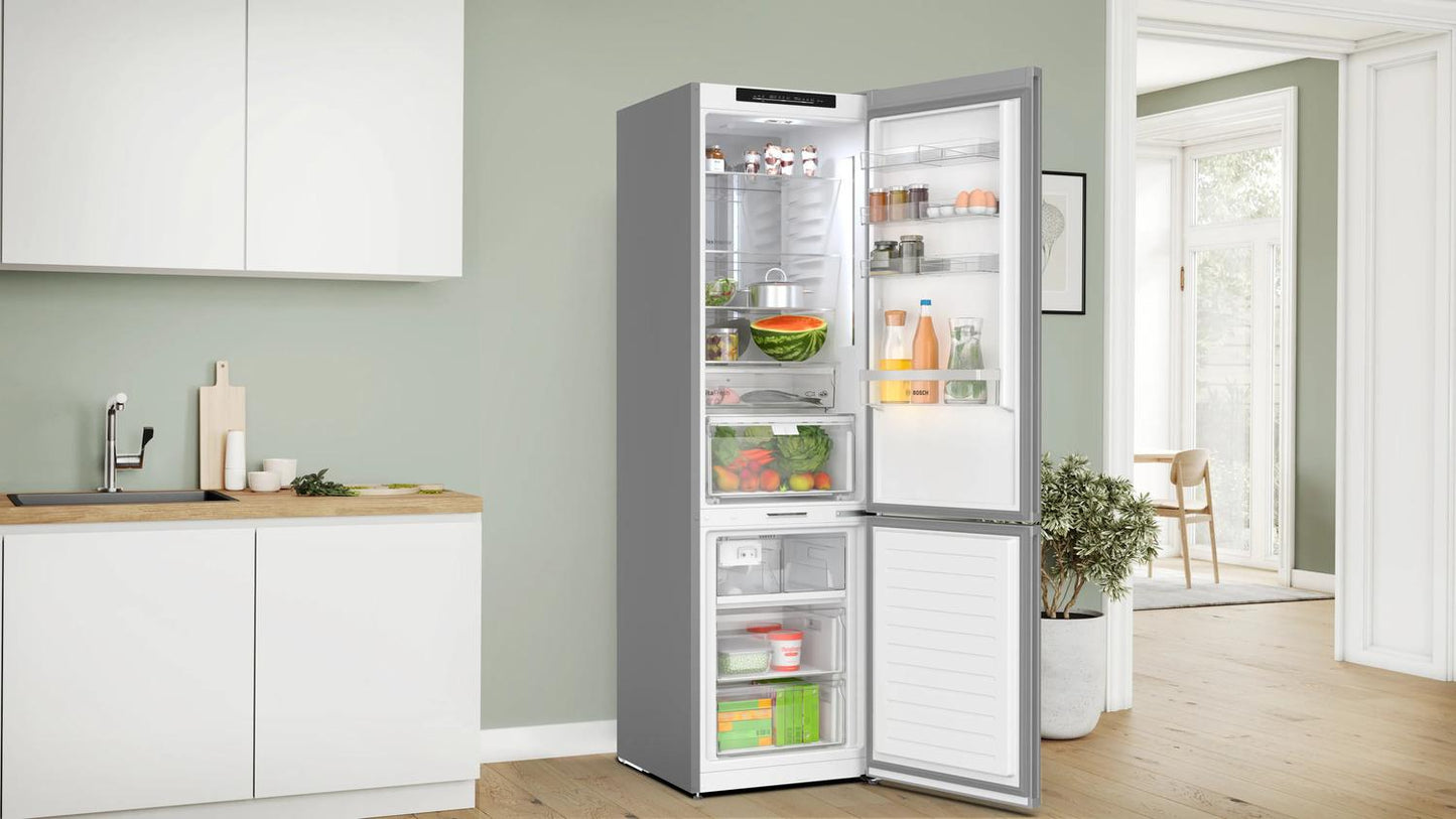 BOSCH B24CB80ESW 800 Series Free-standing Fridge-freezer With Freezer At Bottom, GLA...