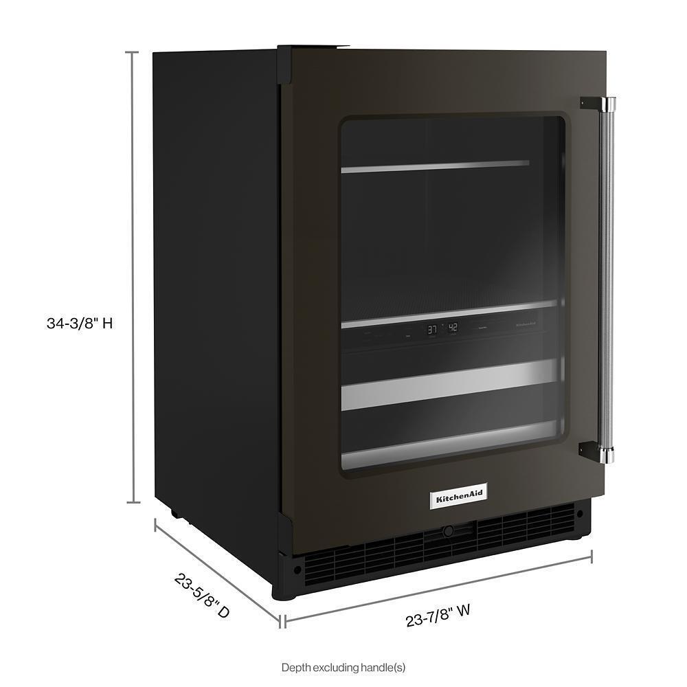KITCHENAID KUBL314KBS 24"" Beverage Center With Glass Door and Metal-front Racks - Black S...