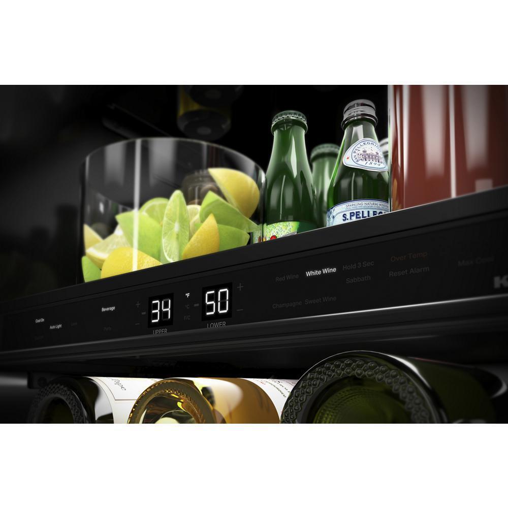 KITCHENAID KUBR214KSB 24"" Beverage Center With Glass Door and Wood-front Racks - Black CA...
