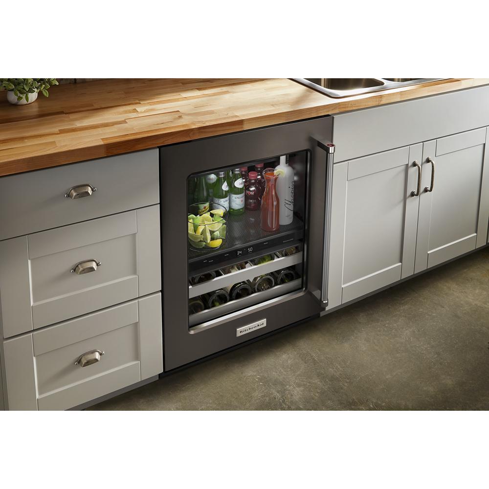 KITCHENAID KUBL314KBS 24"" Beverage Center With Glass Door and Metal-front Racks - Black S...