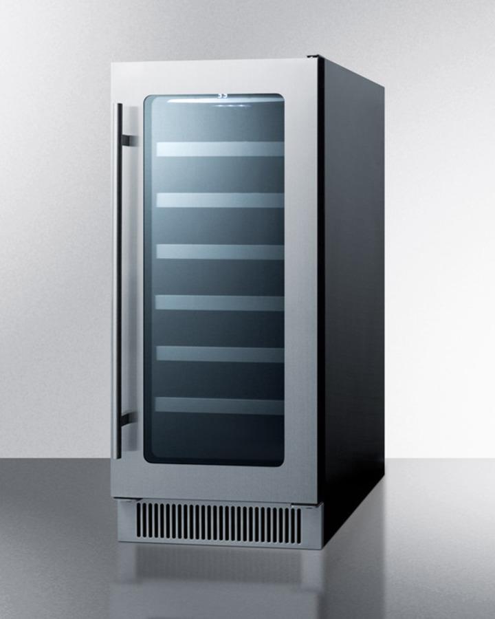 SUMMIT CL15WC 15"" Wide Built-in Wine Cellar With Seamless Stainless Steel TRIMMED...