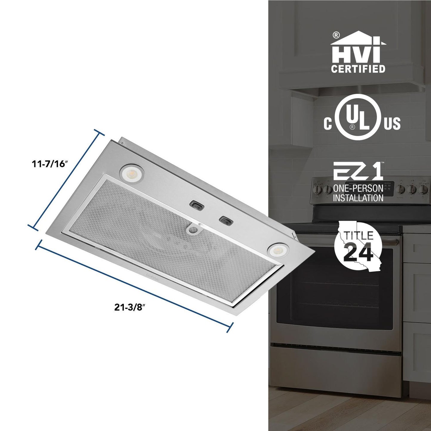 BROAN PM300SS Broan 21-inch Custom Range Hood Power Pack, 300 Max Blower Cfm, ...