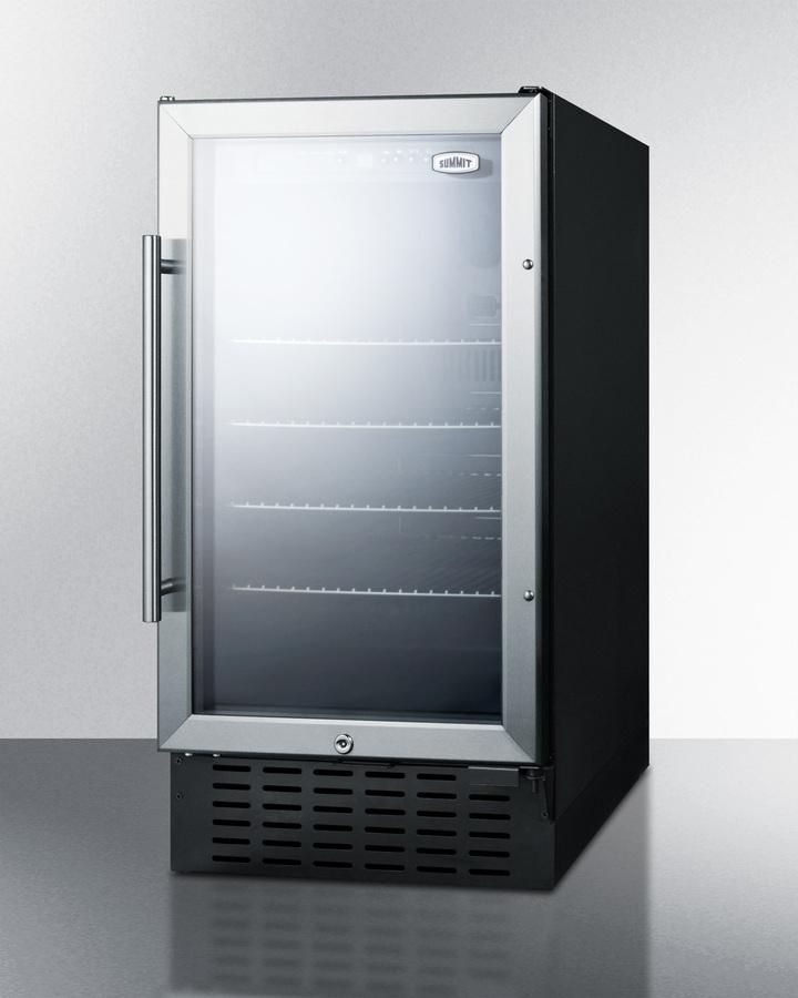 SUMMIT SCR1841B 18"" Wide Glass Door Refrigerator for Built-in or Freestanding Use, ...