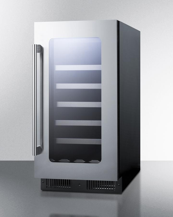 SUMMIT CL18WC 18"" Wide Built-in Wine Cellar With Seamless Stainless Steel TRIMMED...