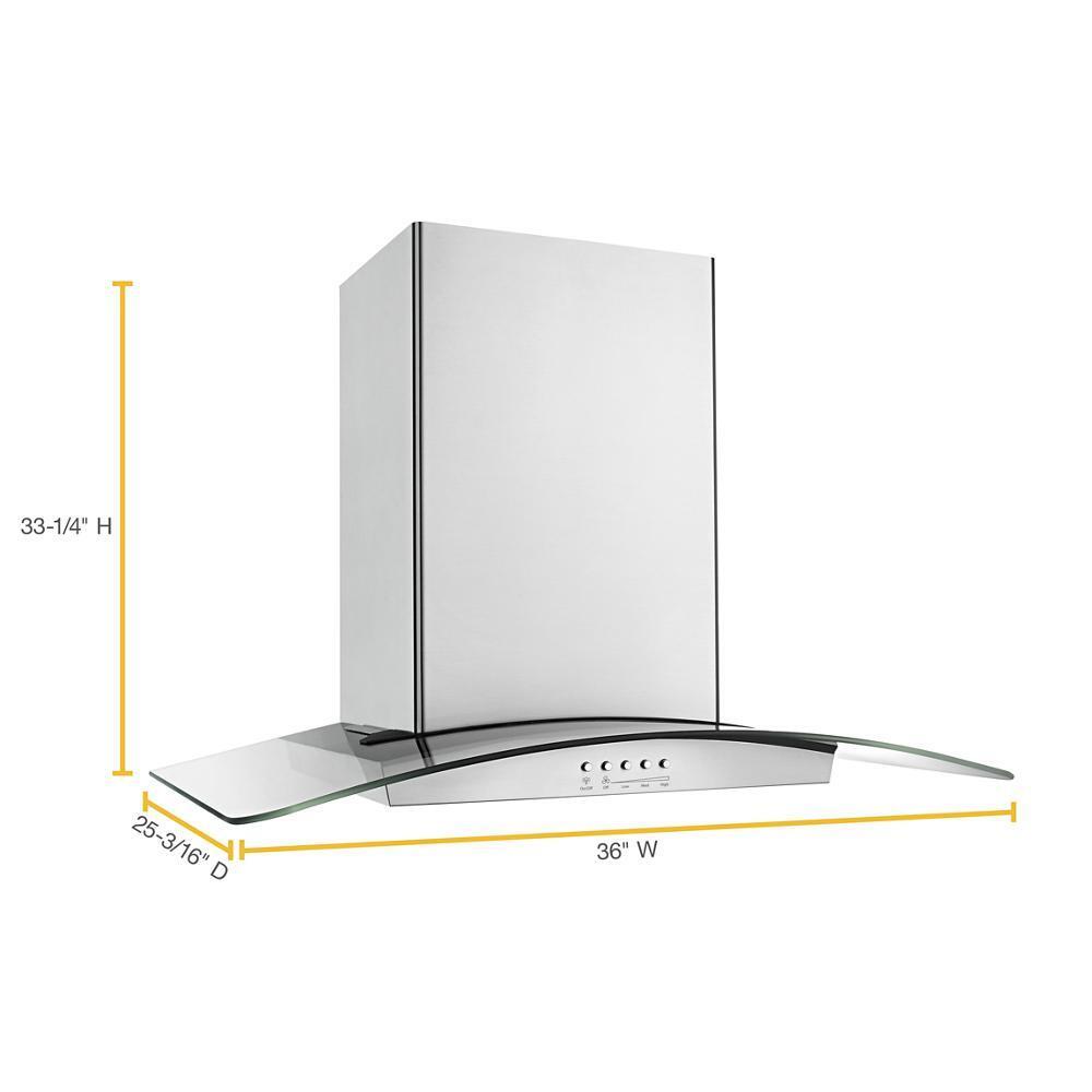WHIRLPOOL WVI75UC6DS Stainless Steel Whirlpool 36 Inch Glass Island Kitchen Hood WITH...
