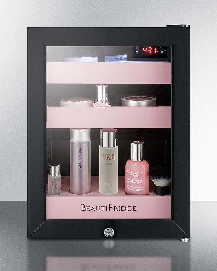 SUMMIT LX114LP Beautifridge Compact Cosmetics Refrigerator With Glass Door, Black ...