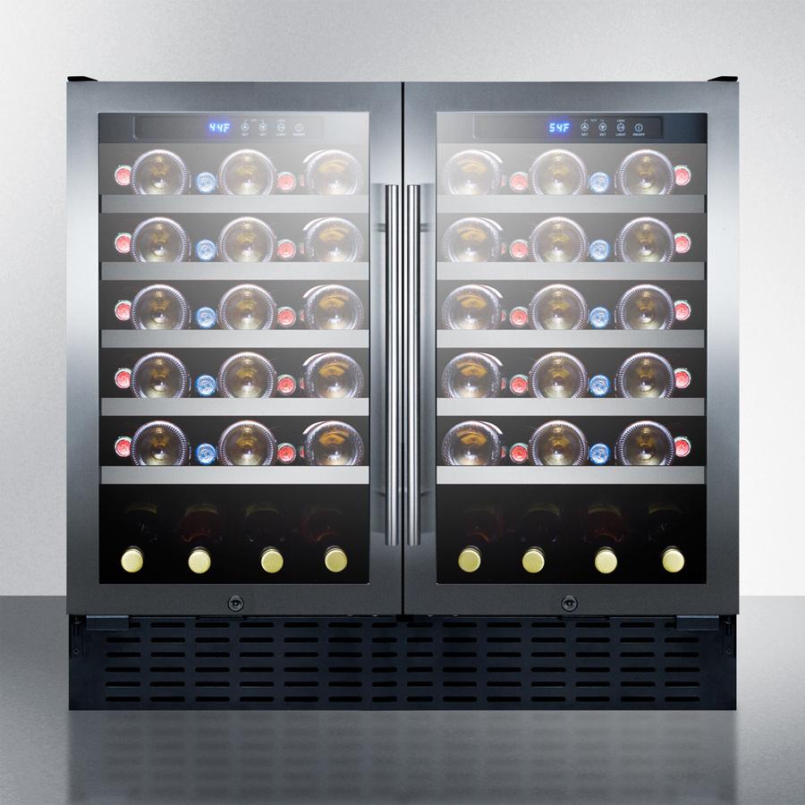SUMMIT SWC3668 36"" Wide 68 Bottle Built-in Undercounter Dual Zone Wine Cellar WITH...