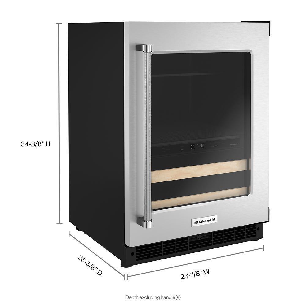 KITCHENAID KUBR214KSB 24"" Beverage Center With Glass Door and Wood-front Racks - Black CA...