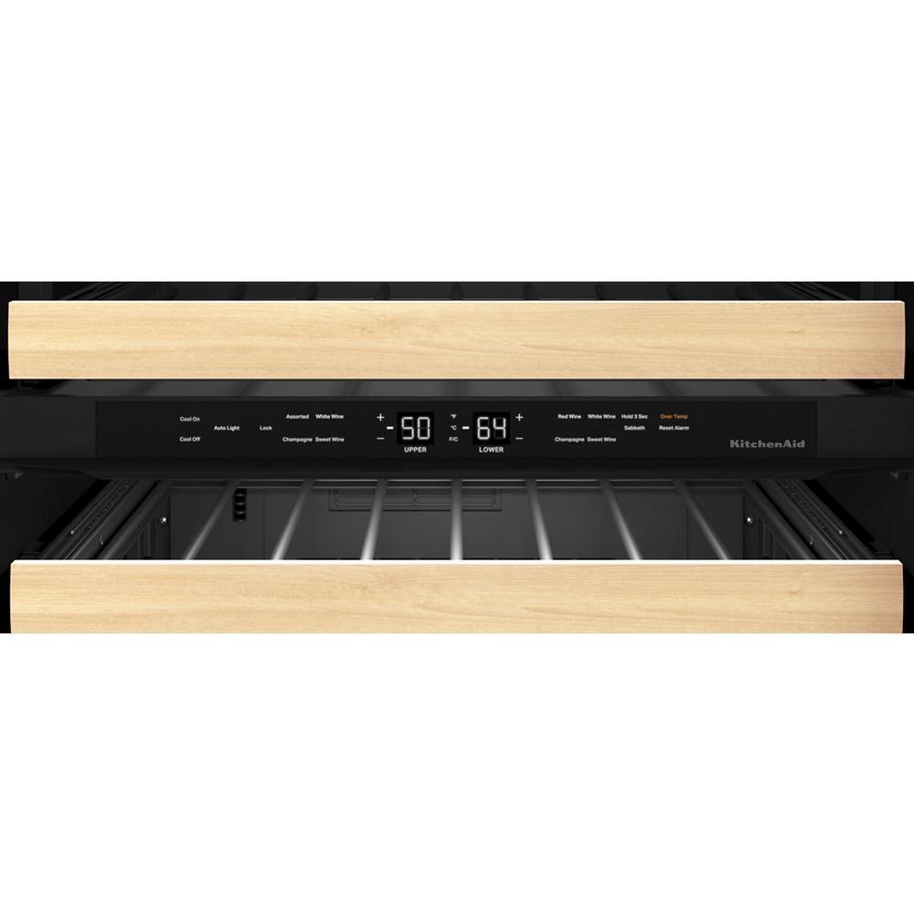 KITCHENAID KUWL214KSB 24"" Undercounter Wine Cellar With Glass Door and Wood-front Racks -...