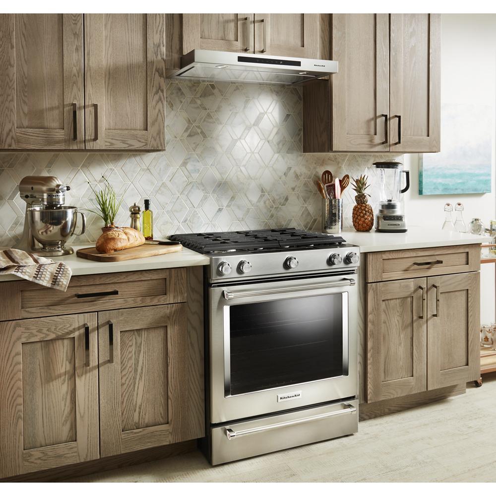 KITCHENAID KSGG700ESS Stainless Steel Kitchenaid 30-inch 5-burner Gas Slide-in CONVECT...