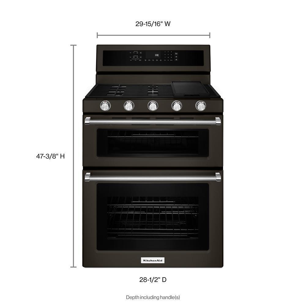 KITCHENAID KFGD500EBS Kitchenaid 30-inch 5 Burner Gas Double Oven Convection Range - B...