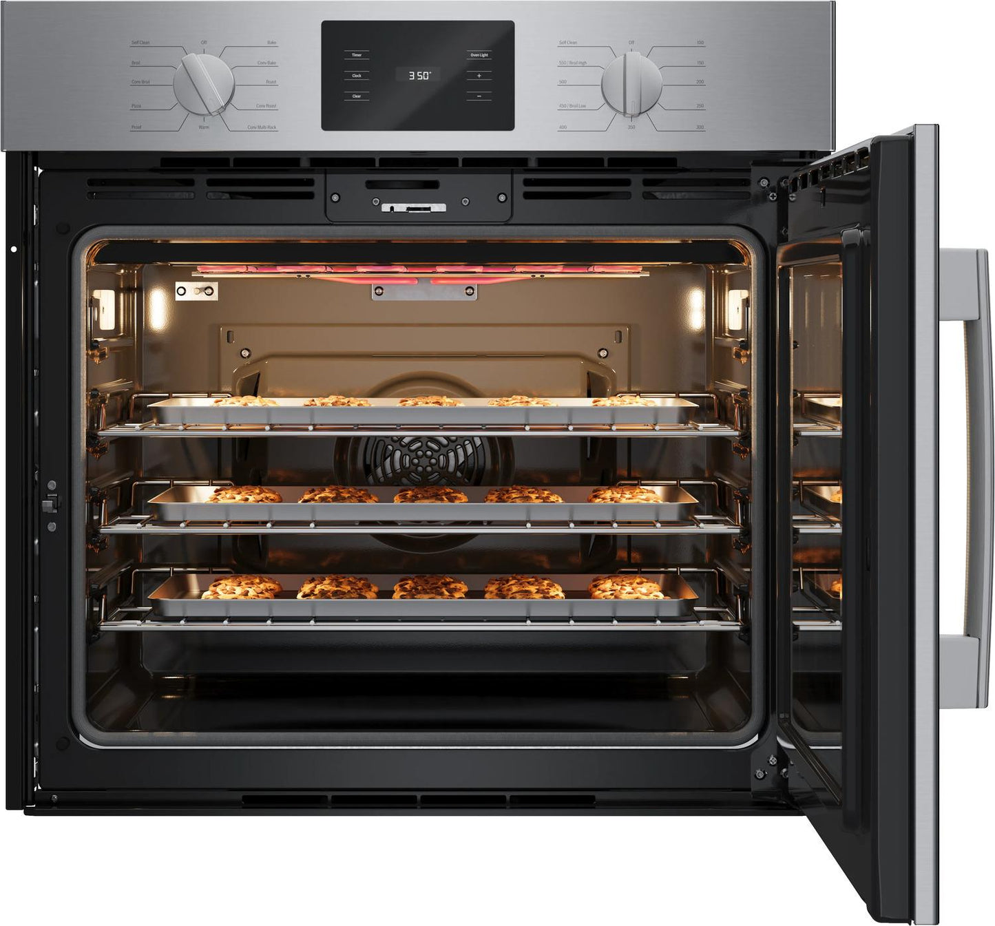 BOSCH HBL5455RUC 500 Series Single Wall Oven 30"" Right Sideopening Door, Stainless S...