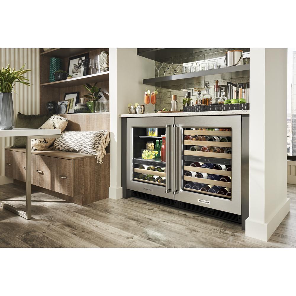 KITCHENAID KUWR214KSB 24"" Undercounter Wine Cellar With Glass Door and Wood-front Racks -...