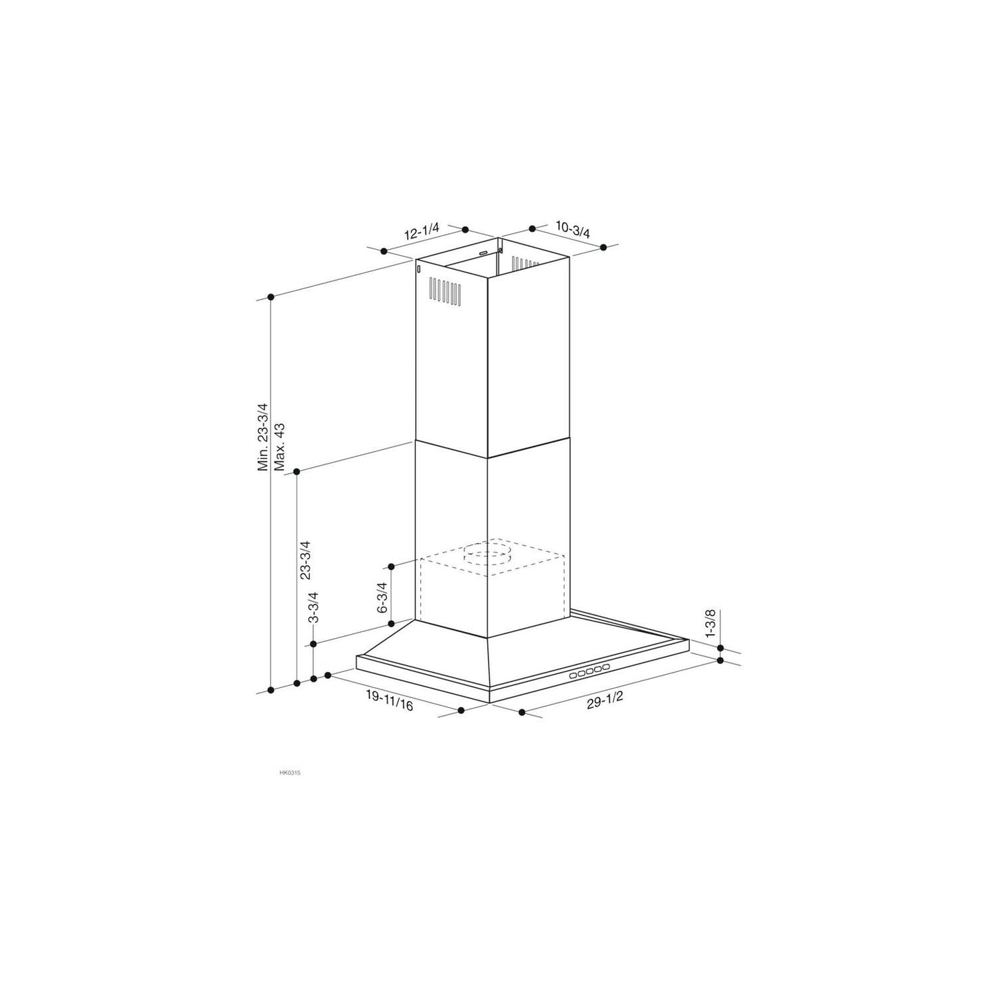 BROAN BWS1304SS Broan 30-inch Convertible Wall-mount Low Profile Pyramidal CHIMN...