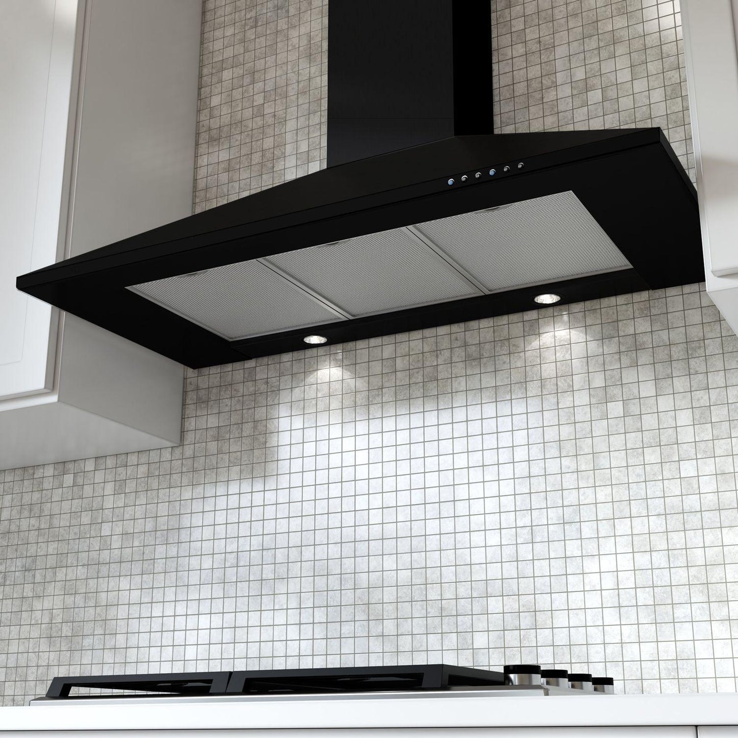XO APPLIANCE XOB36BC 36"" 600/395 Cfm Italian Made Wall Mount Chimney Range Hood Black