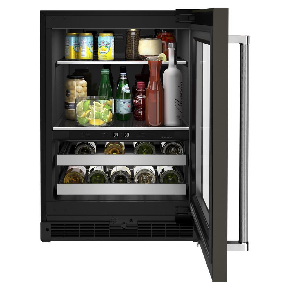 KITCHENAID KUBR314KBS 24"" Beverage Center With Glass Door and Metal-front Racks - Black S...