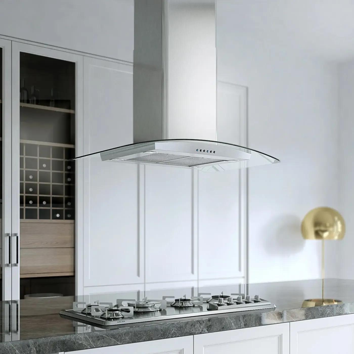 XO APPLIANCE XOMI42GC XO Appliance 42"" 600/395 Cfm Island Hood Stainless/glass