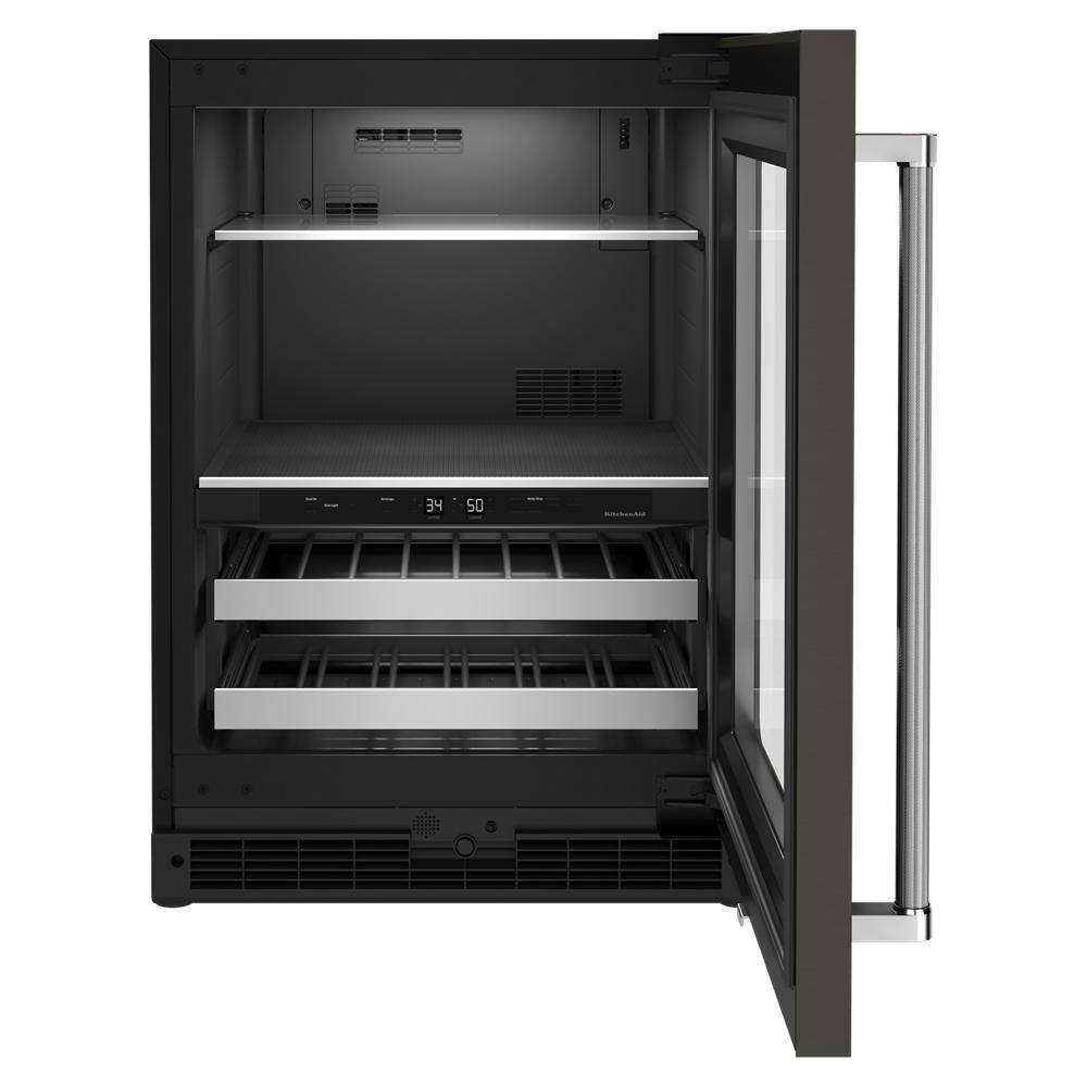 KITCHENAID KUBR314KBS 24"" Beverage Center With Glass Door and Metal-front Racks - Black S...
