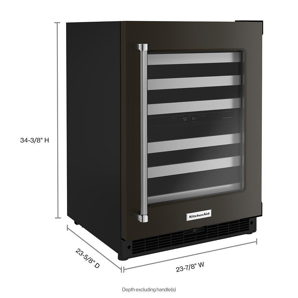 KITCHENAID KUWR314KBS 24"" Undercounter Wine Cellar With Glass Door and Metal-front Racks ...
