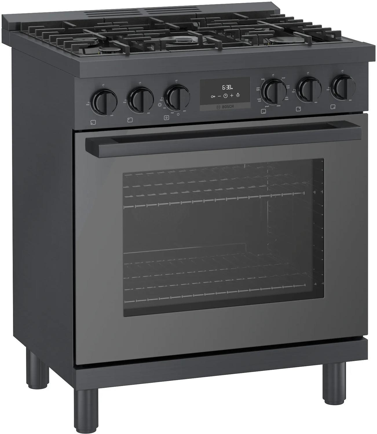 BOSCH HDS8045U 800 Series Dual Fuel Freestanding Range 30'' Black Stainless Steel ...