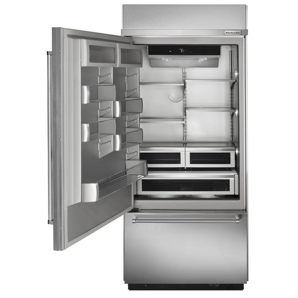 KITCHENAID KBBL306ESS 20.9 Cu. Ft. 36"" Width Built-in Stainless Bottom Mount REFRIGERATOR...