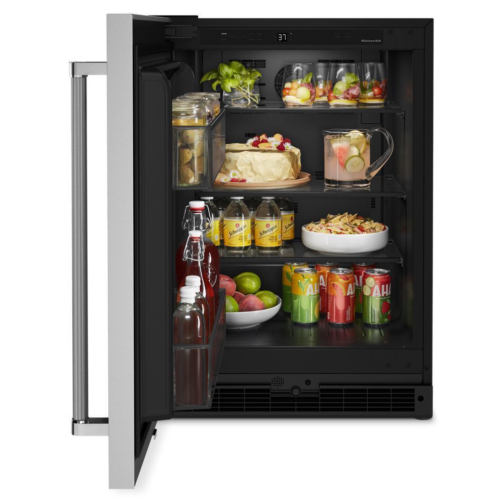 KITCHENAID KURL114KSB 24"" Undercounter Refrigerator With Stainless Steel Door - Black CAB...