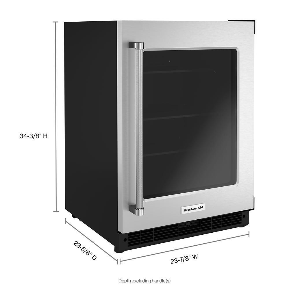 KITCHENAID KURR214KSB 24"" Undercounter Refrigerator With Glass Door - Black CABINET/STAIN...
