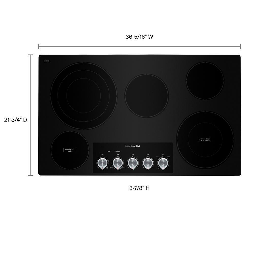 KITCHENAID KCES556HBL 36"" Electric Cooktop With 5 Elements and Knob Controls - Black