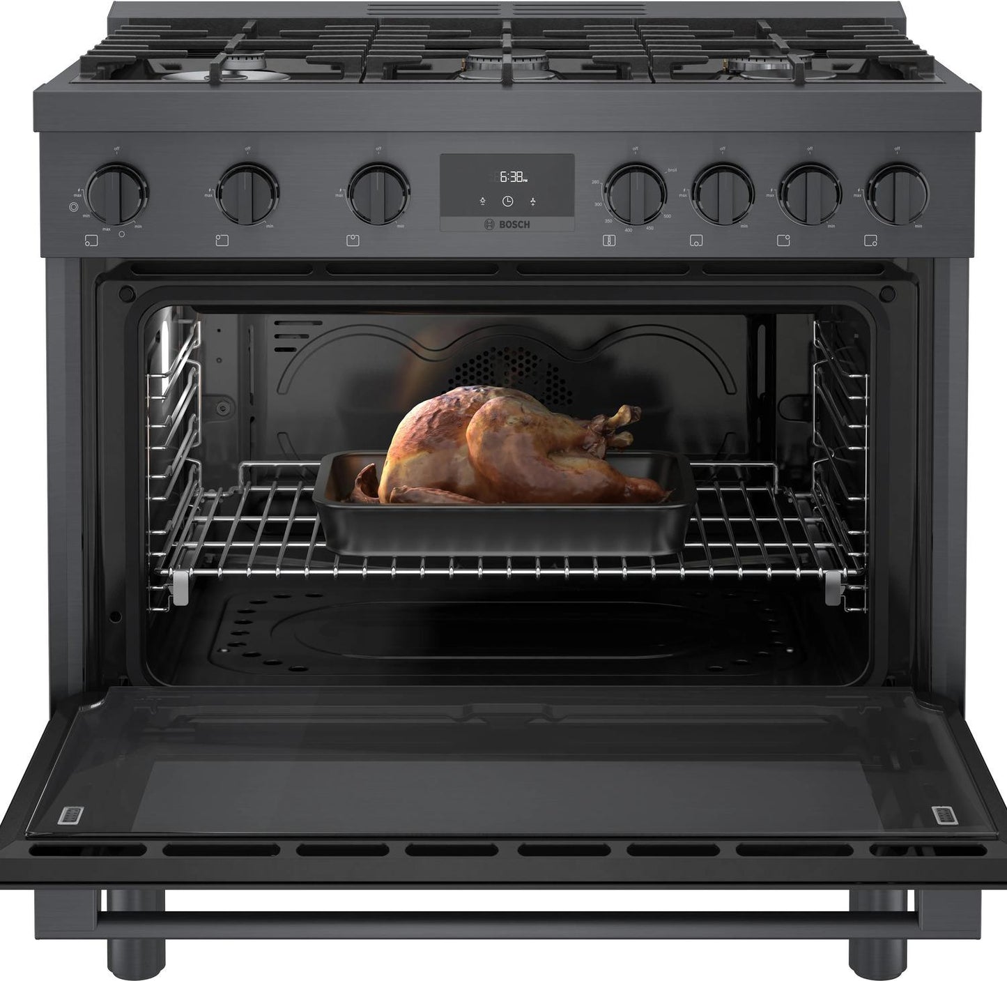 BOSCH HGS8645UC 800 Series Gas Freestanding Range 36'' Black Stainless Steel Hgs8645uc