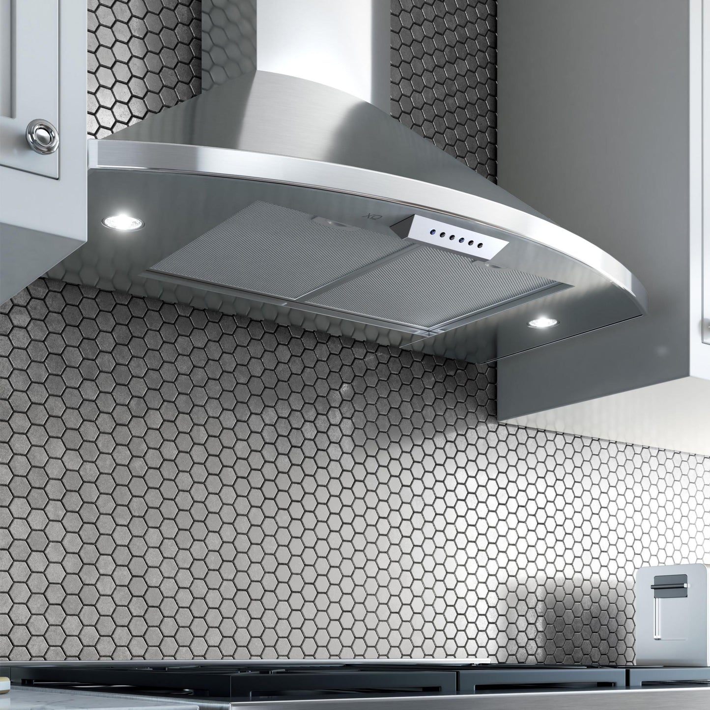 XO APPLIANCE XOS30SC 30"" 600/395 Cfm Italian Made Wall Mount Chimney Range Hood Stainless
