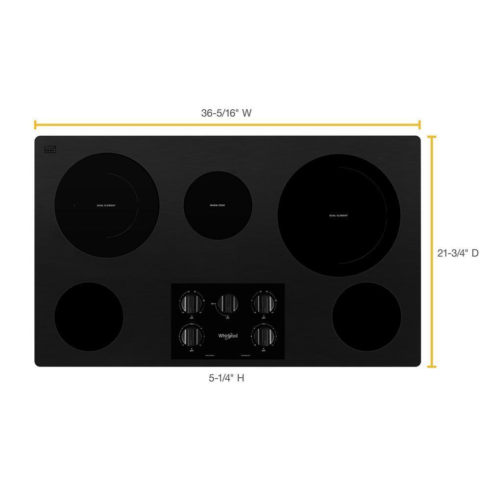 WHIRLPOOL WCE77US6HB 36-inch Electric Ceramic Glass Cooktop With Two Dual Radiant Elements