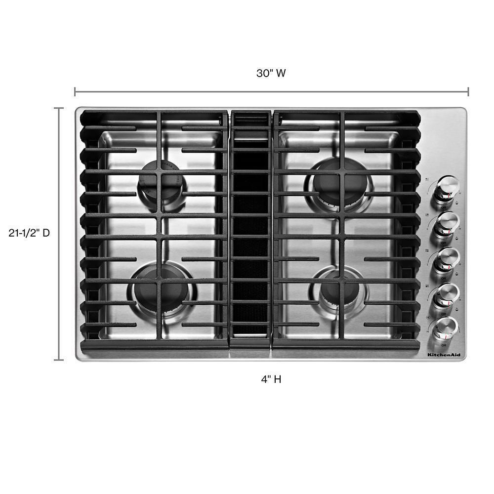 KITCHENAID KCGD500GSS KitchenAid 30"" 4 Burner Gas Downdraft Cooktop - Stainless Steel