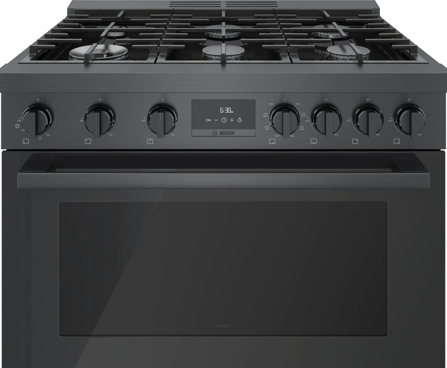 BOSCH HDS8645U 800 Series Dual Fuel Freestanding Range 36'' Black Stainless Steel ...