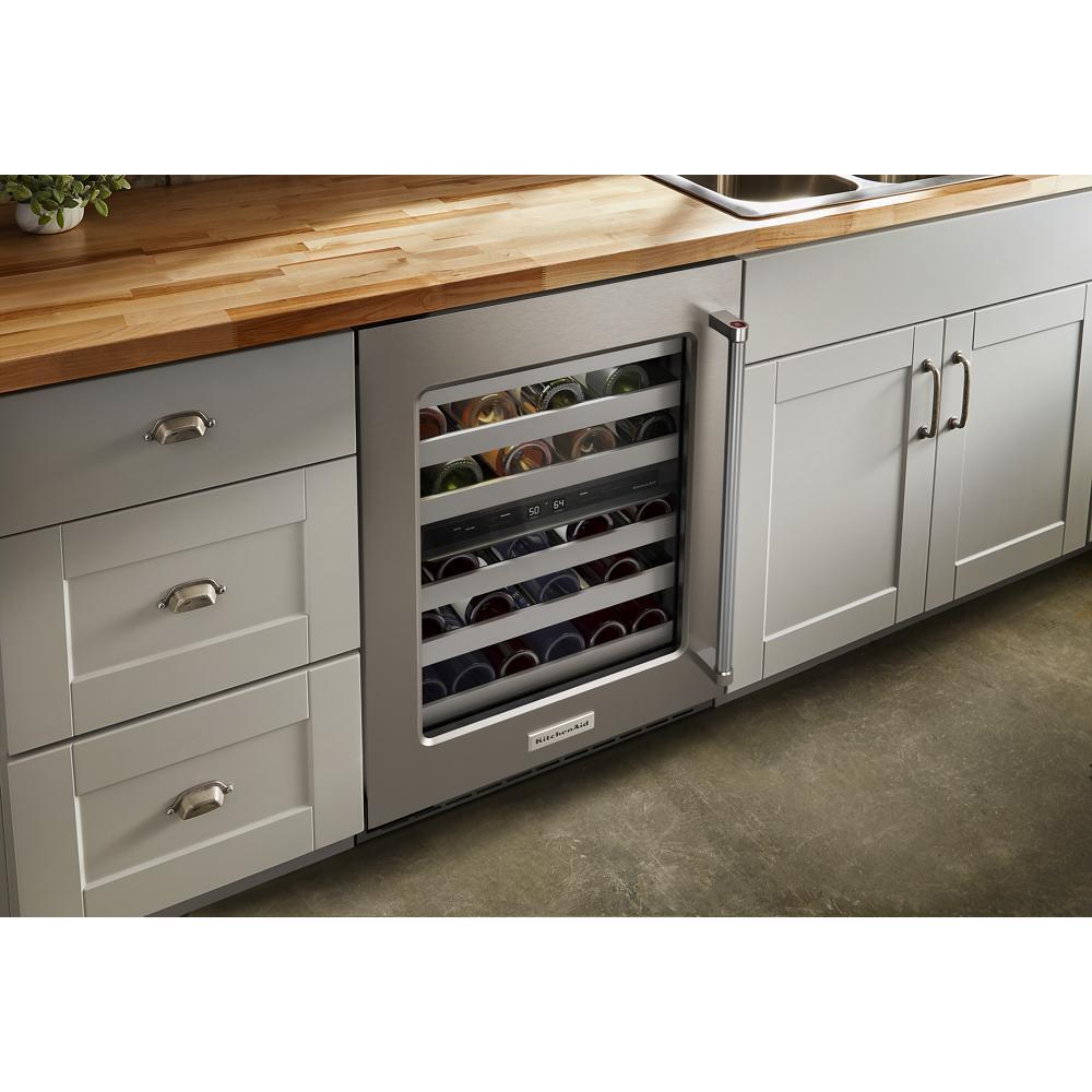KITCHENAID KUWL314KSS 24"" Undercounter Wine Cellar With Glass Door and Metal-front Racks ...