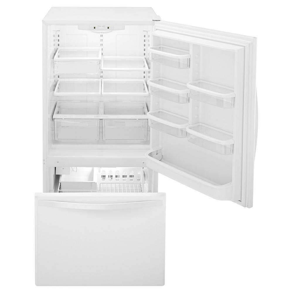 WHIRLPOOL WRB322DMBW White-on-white Whirlpool 22 Cu. Ft. Bottom-freezer Refrigerator ...