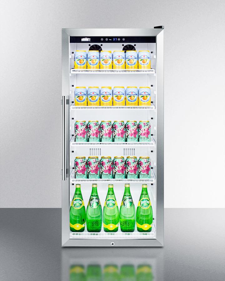 SUMMIT SCR1006 9 CU.FT. Commercial Glass Door Beverage Merchandiser With Digital C...