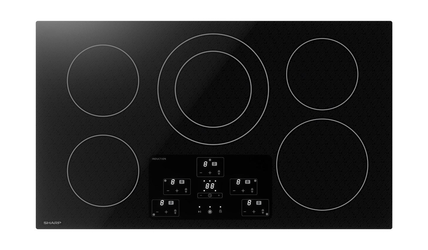 SHARP SDH3652DB 36"" Width Induction Cooktop, European Black Mirror Finish Made WITH...