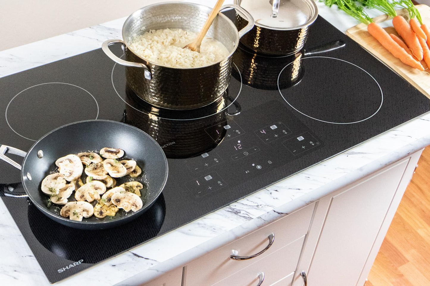 SHARP SDH3652DB 36"" Width Induction Cooktop, European Black Mirror Finish Made WITH...