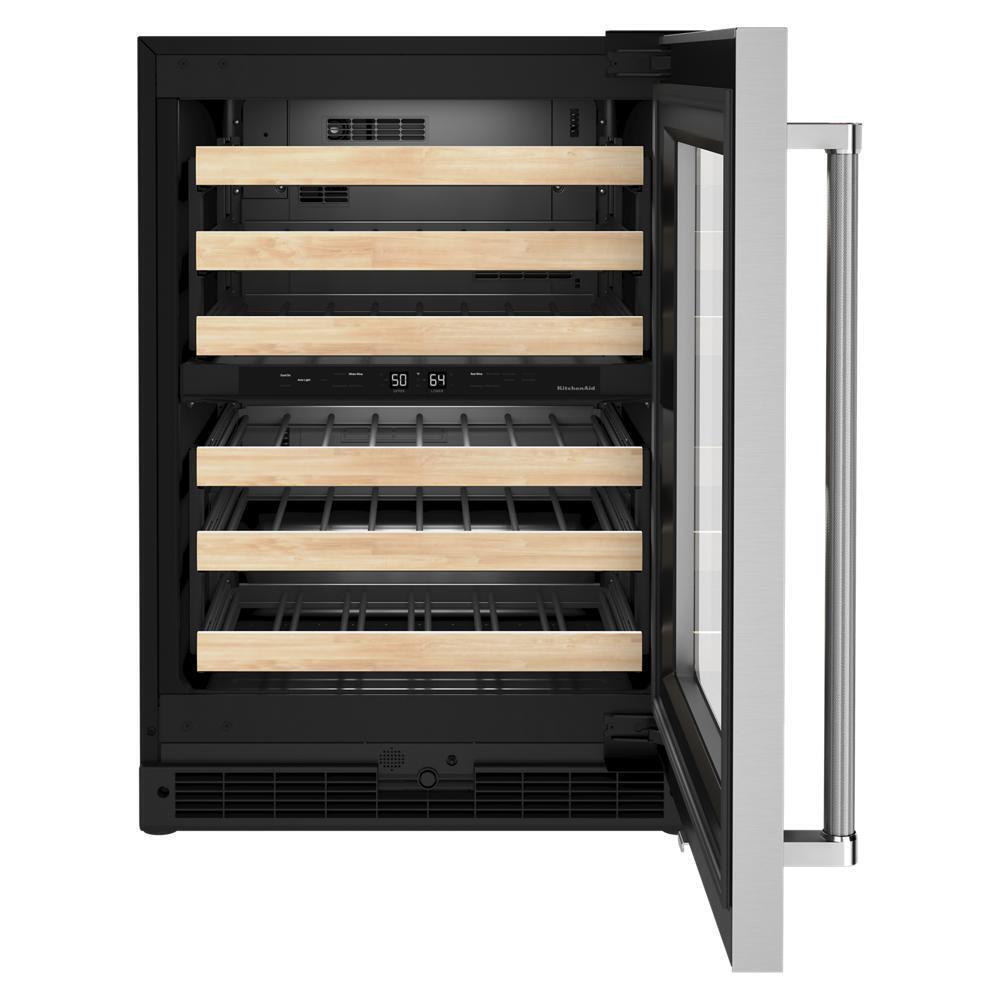 KITCHENAID KUWR214KSB 24"" Undercounter Wine Cellar With Glass Door and Wood-front Racks -...